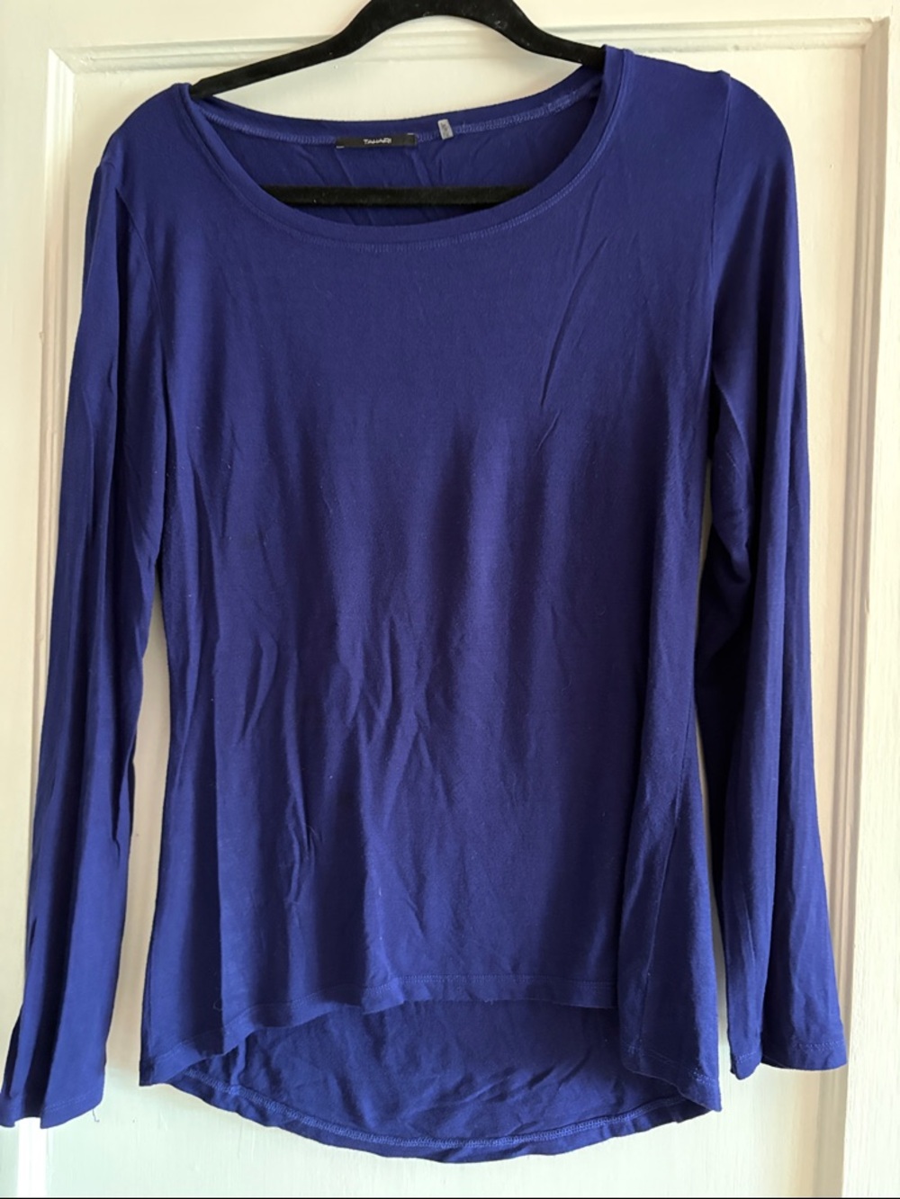 Tahari Royal Blue Long Sleeve Scoop Neck Top
